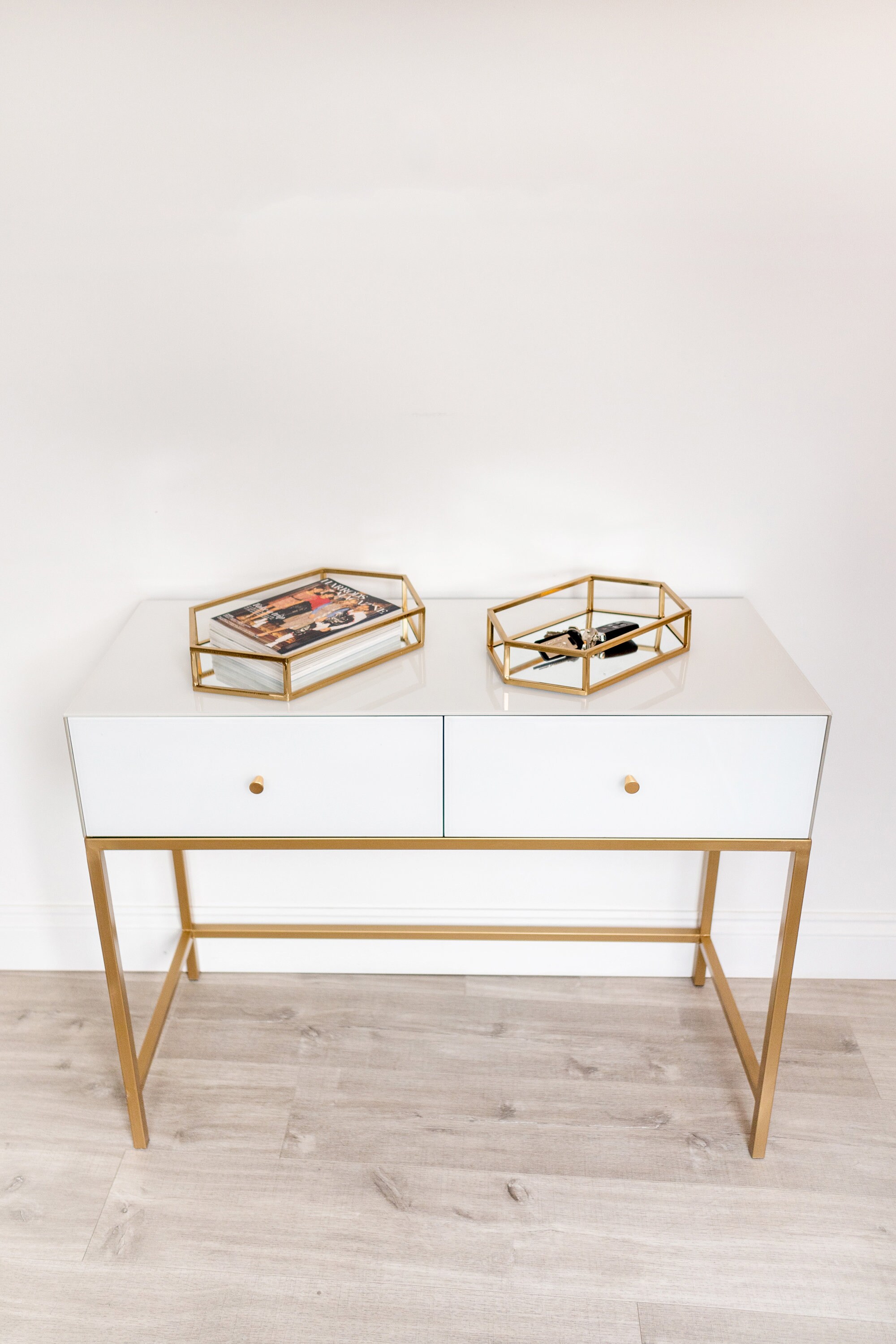 Dubai White & Gold Console Table 2 Drawer Designer Luxury Etsy