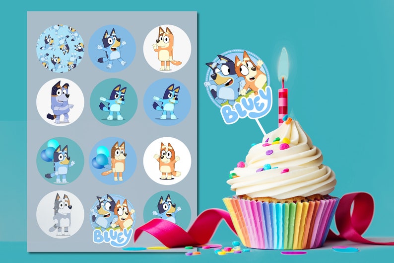 Bluey Cupcake Toppers Printable Instant Download Cake Topper - Etsy