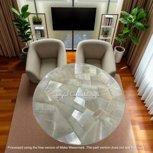 Round Selenite Coffee End Table Top Healing Crystal Gemstone Desk Handmade Modern Home & Garden Living Room Kitchen Furniture Hallway Decors