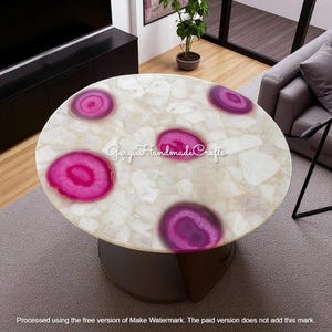 Handmade Round Pink Agate Table Top: Living Room Decor