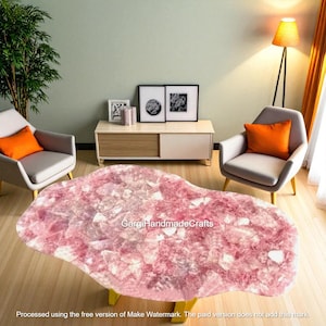 Handmade Rose Quartz Table Top: Healing Crystal Dining Table