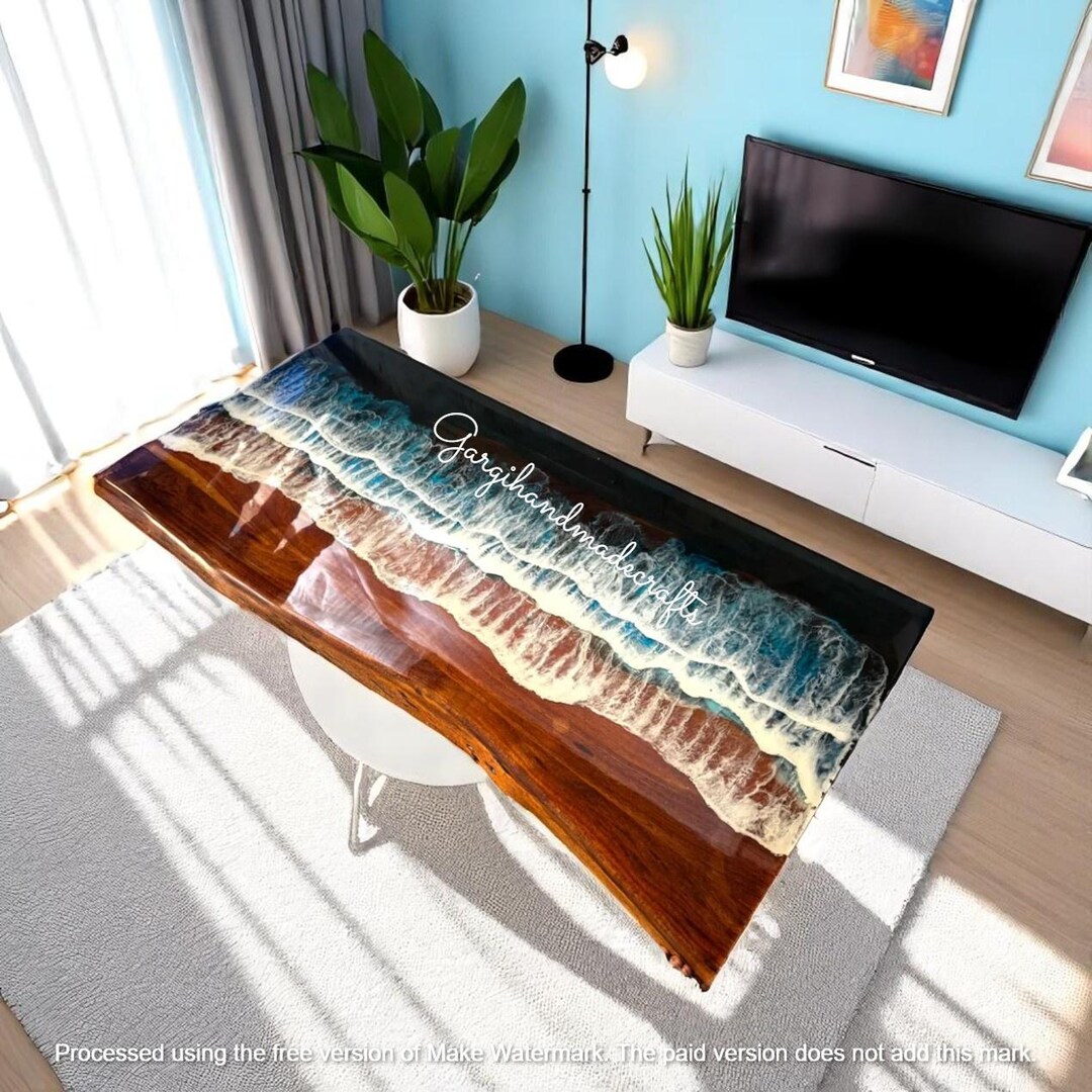 Ocean Wave Epoxy Sofa Center Table Handmade Luxurious Look Dining ...