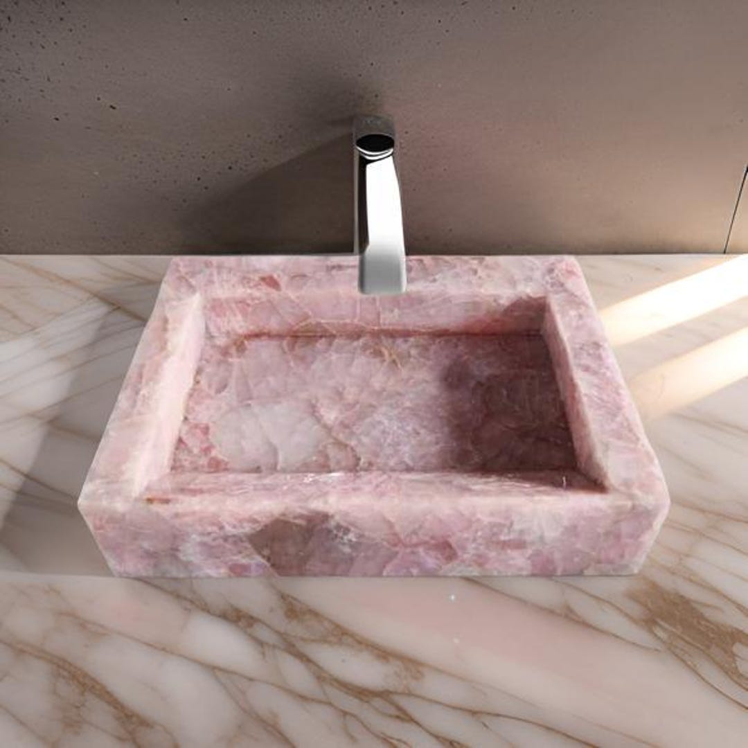 Rose Quartz Bathroom Counter Top Sink Crystal Gemstone Kitchen