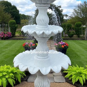 Royal White Marble Fountain Centerpiece Customizable Design Intricately Water Feature for Traditional Palaces or Heritage-Inspired Home Deco