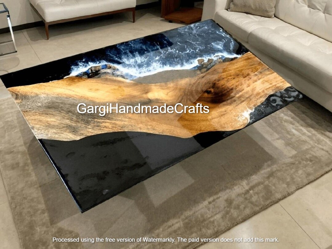 Handmade Ocean Wave Epoxy Resin Dining Table: Live Edge Walnut Wood - Etsy
