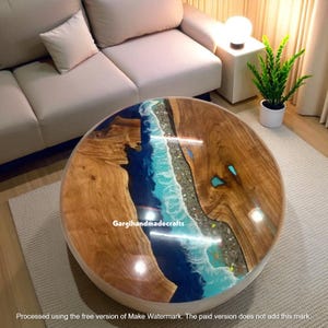 Handmade Epoxy Resin Table Top: Natural Wood Dining or Coffee Table