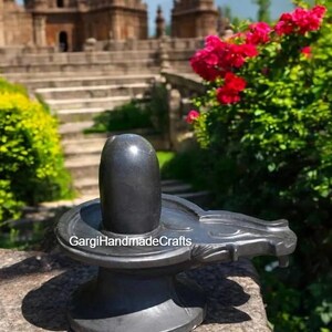 12&quot; Marble Shivling Masterfully Sculpted Sacred Symbol with Rich Veining and Polished Finish Perfect for Worship and Religious Ceremonies
