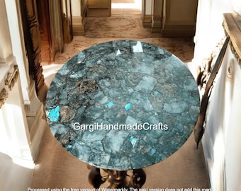 Labradorite Stone Tabletop: Handmade Gemstone Coffee Table