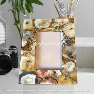 Natural Agate Photo Frame Gemstone Picture Frame For Living Room, Bedroom Office Crystal Home Gift for Housewarming, Anniversary Décors