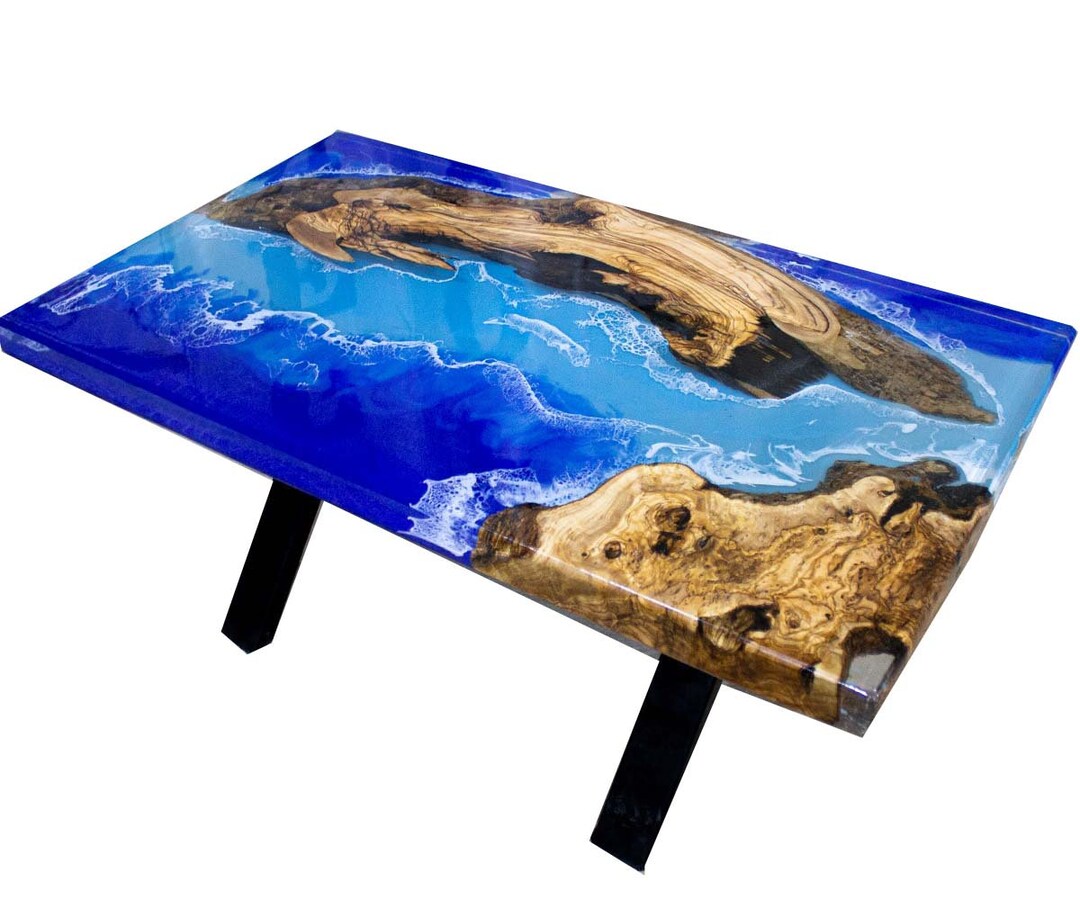 Custom Ocean Table Live Edge Epoxy Ocean Table Dining Epoxy - Etsy