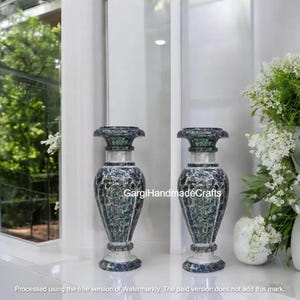 Abalone Inlay Marble Flower Vase: Luxury Home Decor (12 inch)