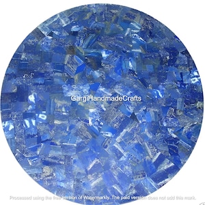 36&quot; Blue Lapis Lazuli Stone Coffee Table Top: Handmade Gemstone Inlay