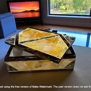 6&quot;x4&quot;x2&quot; Marble Stone Jewelry Storage Semi Precious Gemstone Inlaid Dressing Table Jewelry Box Top Luxury Gift for Special Occasions