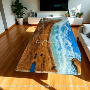 Tavolo in resina epossidica Live Edge Walnut: Ocean Blue River Design