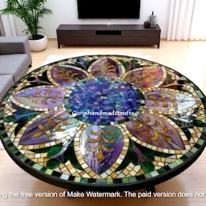 Handmade Black Marble Inlay Dining Table Floral Pietra Dura Inlay Art Design Luxury Stone Tabletop for Kitchen & Living Room Furniture Décor