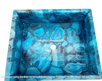 Modern Blue Agate Stone Rectangle Sink Beautiful Natural Gemstone Bathroom Basin for a Luxurious and Stylish Home Decors Handcrafted Sink