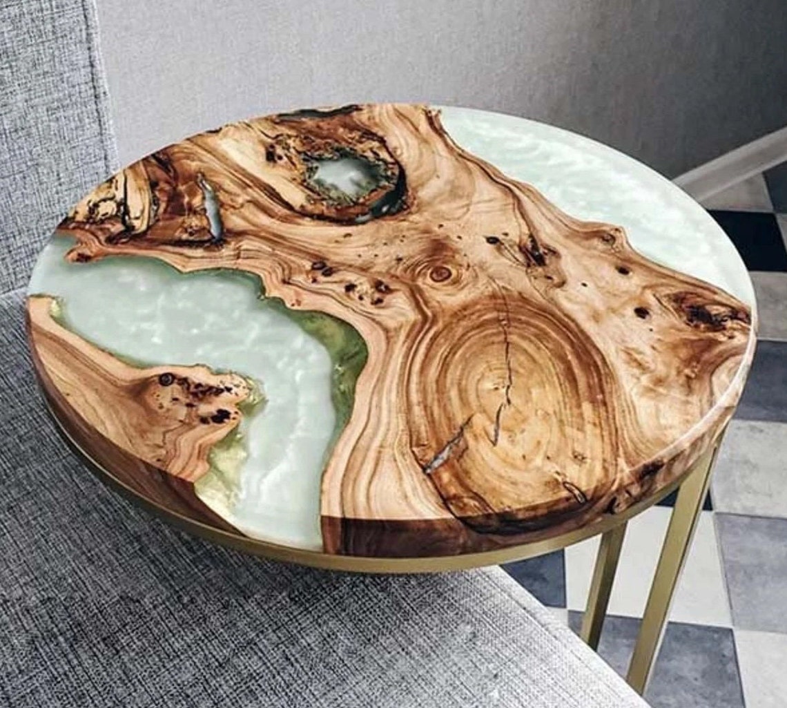 Round C Epoxy Coffee Table, Round Epoxy Dining Table, Round Epoxy Table