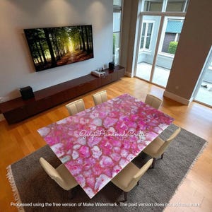 Pink Agate Dining Table: Handcrafted Gemstone Slab, Elegant Home Decor