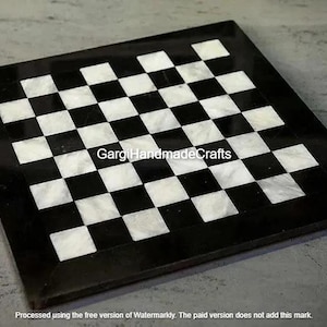 24&quot; Stunning Black Marble Chess Board Luxury Unique Game Board Set Personalized Gift Idea for Chess Lovers Modern Housewarming & Home Decors