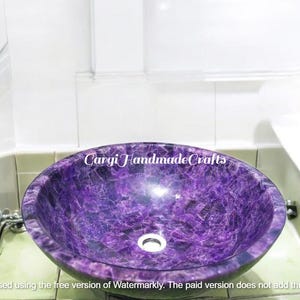 Amethyst Stone Sink: Round Bathroom Countertop, Handmade