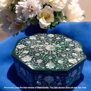 8 &quot;x 8 &quot;x 3&quot; Elegante Malachit Schmuckschatulle Handgefertigte Grüne Edelstein Lagerung für Luxus Organisation Stein Box für Geschenke Wohnkultur