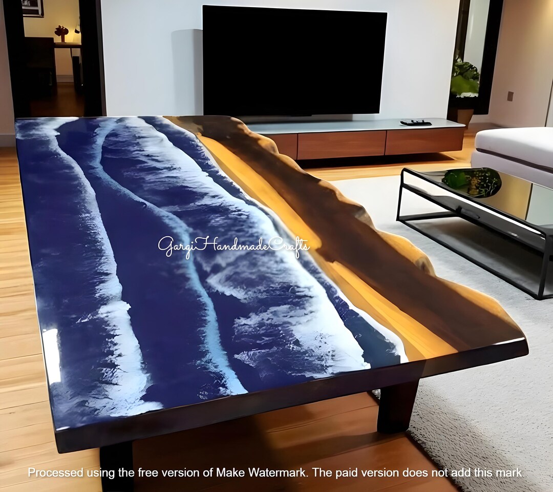 Ocean Wave Epoxy Resin Dining Table: Live Edge Beach Scene - Etsy