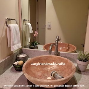 Rose Quartz Stone Sink Wash Basin, Round Quartz Vanity Sink, Bathroom Accessories, Stone Wash Basin, Kitchen & Bathroom Sink For Hotel Decor