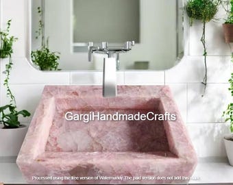 Rose Quartz Bathroom Counter Top Sink Crystal Gemstone Kitchen Countertop Handwash Basin Top Luxury Bathroom Accessories Home Improvement De