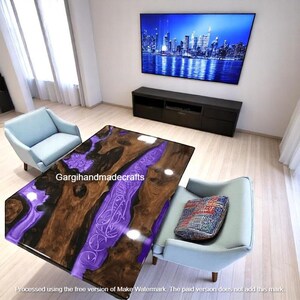 Epoxy Resin Table – Handmade Live Edge Wood and Resin River Table – Custom Dining Room, Living Room Office Furniture Modern Resin Art Decors