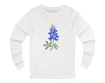 Bluebonnet Floral Long Sleeve Tee | Texas Wildflower Illustration
