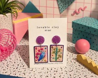 90s Retro Mahjong Earrings – Handmade Statement Earrings