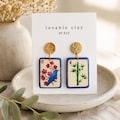 Jewel Tone Mahjong Tile Statement Earrings | Handmade Polymer Clay Earrings
