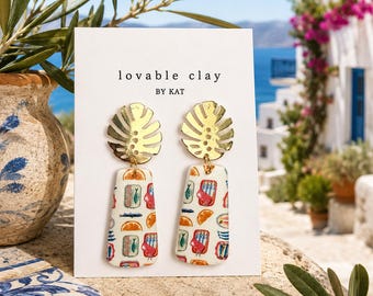 Mediterranean Citrus Polymer Clay Earrings | Handmade Statement Earrings | Lightweight Summer Jewelry | Coastal Vacation Style