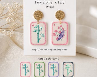 Mahjong Tile Earrings – Polymer Clay Statement Jewelry