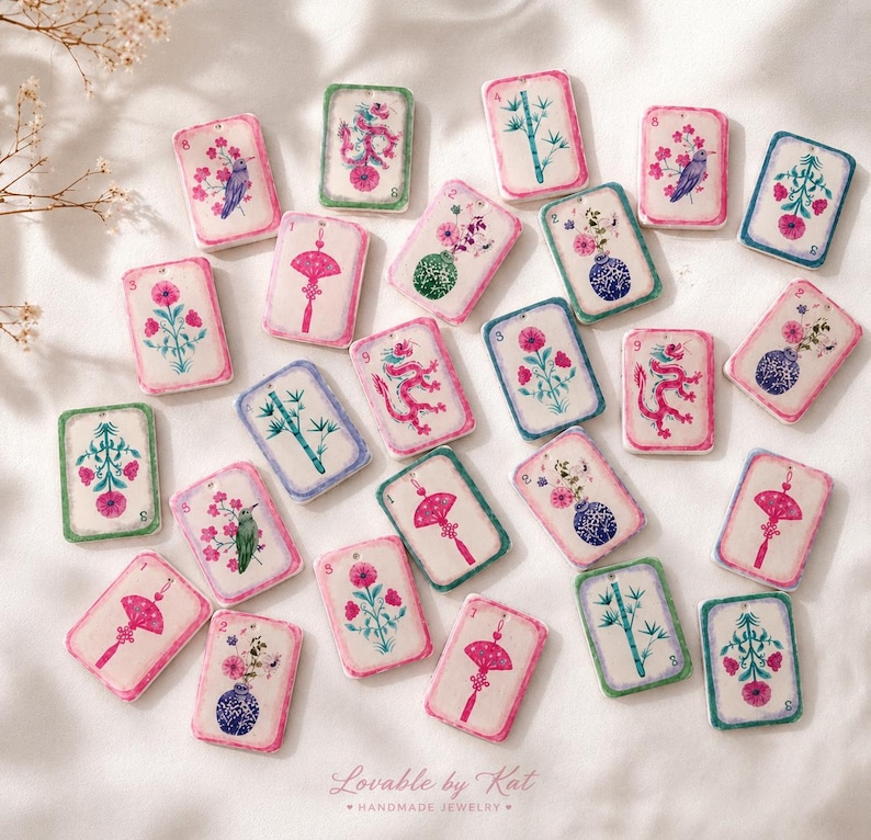 Mahjong Tile Earrings – Polymer Clay Statement Jewelry image 2
