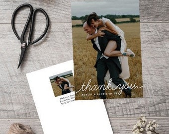 Personalised Photo Custom Thank you Wedding Card Printable Instant PDF Download