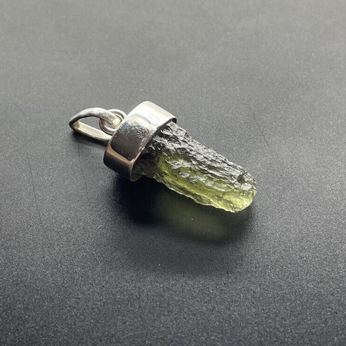 Moldavite Pendant 3.59 grams 17.95 ct 925 Silver Cap shops Bail Small Piece Jewelry With Certificate of Authenticity COA