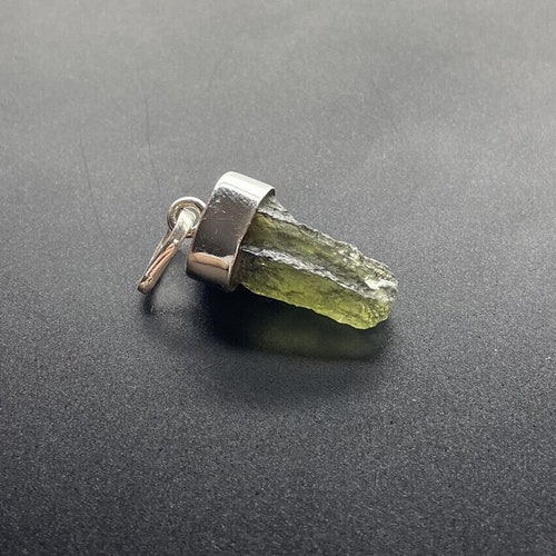 Moldavite Pendant 3.59 grams 17.95 ct 925 Silver Cap shops Bail Small Piece Jewelry With Certificate of Authenticity COA