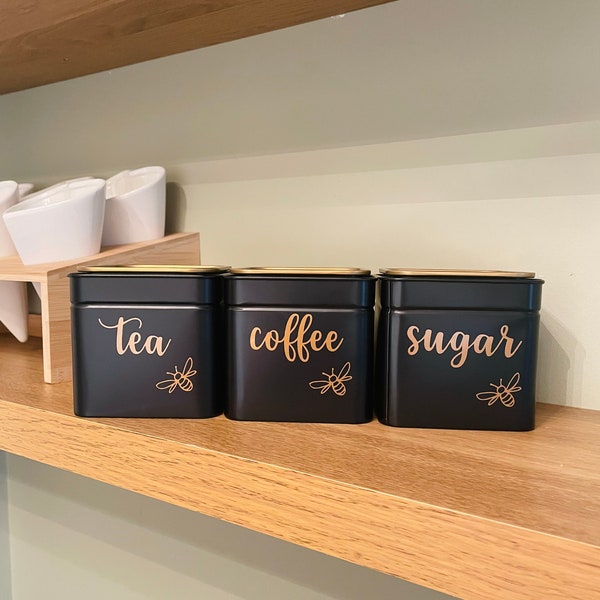 Stackable Tea Coffee Sugar Canisters Etsy UK