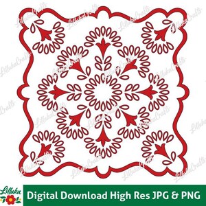 Hungarian Hand Embroidery Pattern Files, Kalocsai Cutwork Eyelet, 8"x8", SKU068A
