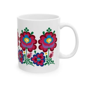 052G Sioagàrdi Hungarian Folk Art Floral Ceramic Mug | Unique Cultural Gift with Colorful Heritage Design
