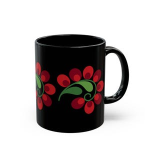 043AB Matyò Hungarian Folk Art Floral Ceramic Mug | Black Ceramic Cup | Colorful Gift