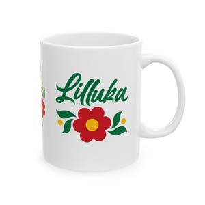 002C Hungarian Folk Art Floral Ceramic Mug | Lilluka Crafts Brand Logo | Colourful Mug