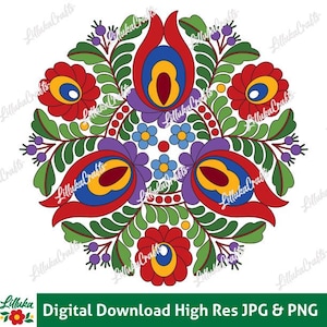 018B, 7.7&quot;x8&quot; Digital Line Art Matyo Hungarian Flowers Embroidery Pattern