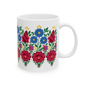 025G Sioagàrdi Hungarian Folk Art Floral Ceramic Mug | Unique Cultural Gift with Colorful Heritage Design