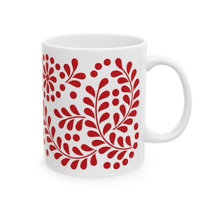076C Karàdi Hungarian Folk Art Floral Ceramic Mug | Unique Cultural Gift with Colorful Heritage Design