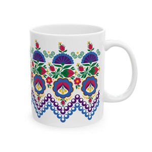 022F Sioagàrdi Hungarian Folk Art Floral Ceramic Mug | Unique Cultural Gift with Colorful Heritage Design