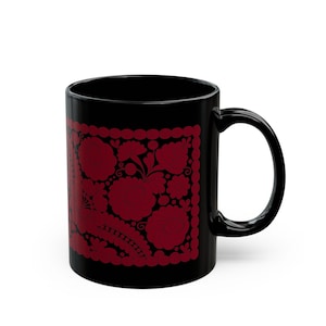 014BB Matyò Hungarian Folk Art Floral Ceramic Mug | Black Ceramic Cup | Gift Ideas