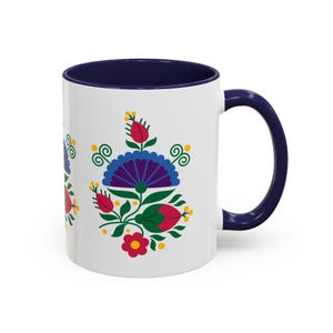 022CA Sioagàrdi Hungarian Folk Art Floral Ceramic Mug | Traditional Design with Colorful Accents