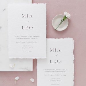 Faire-part de mariage Mia : échantillon, papier fait main, faire-part de mariage, faire-part de mariage fait main, faire-part de mariage à destination, papier frisé